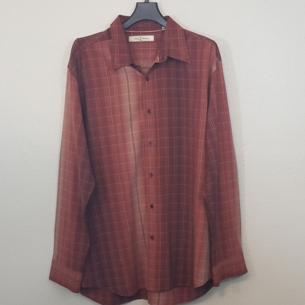 Tommy Bahama XL LS Rust Colored Button Down Shirt